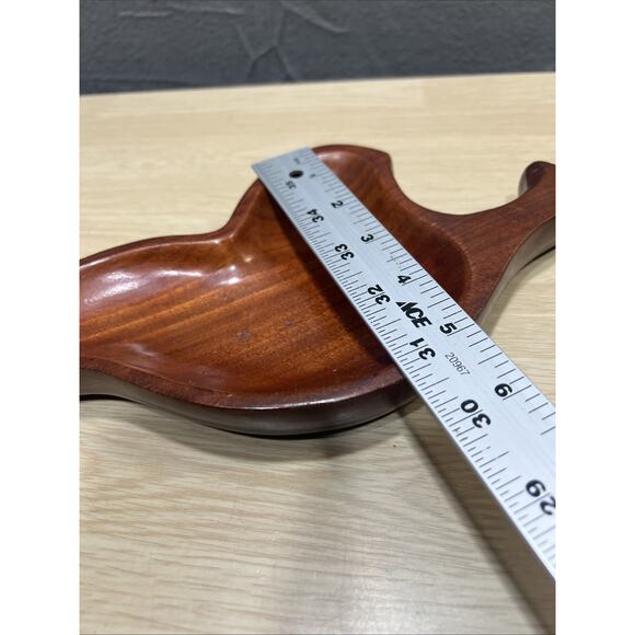 Hand-Carved Mahogany Wood Serving Tray w/ A Leaf or Organic Shape - Picture 4 of 6